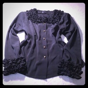 Navy blue ruffled top